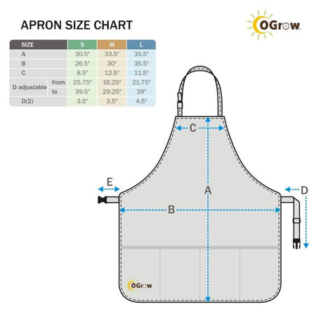 Ogrow High Quality Gardener's Tool Apron With Adjustable Neck And Waist Belts - Grey/White Chevron - Large