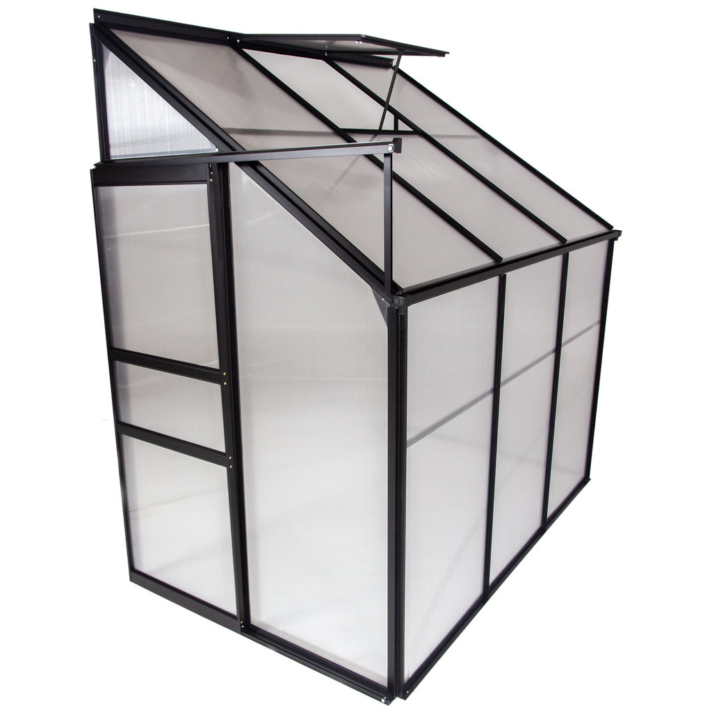 Ogrow 4 x 6 FT Lean-To-Wall Walk-In Greenhouse with Sliding Door and Adjustable Roof Vent