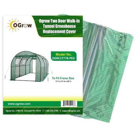 Ogrow Premium PE Greenhouse Replacement Cover for Your Outdoor Walk in Tunnel Greenhouse - Green - Fits Frame 180"L x 72"W x 72"H