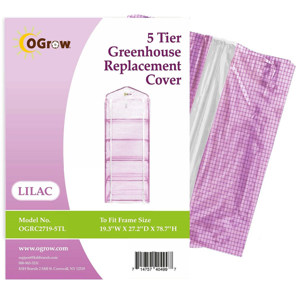 Ogrow Premium PE Greenhouse Replacement Cover for Your Outdoor/Indoor 5 Tier Mini Greenhouse - Lilac - Fits Frame 19" L x 27"W x 79"H