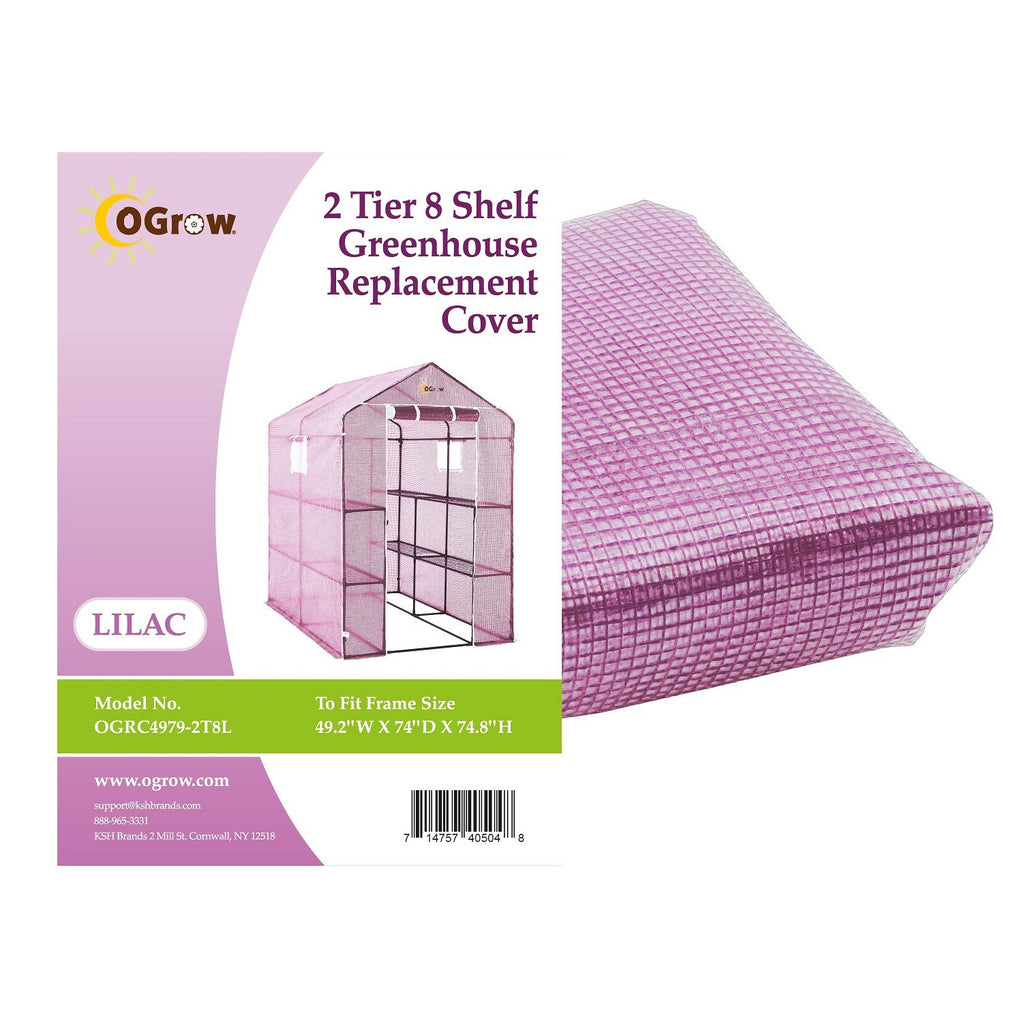 Ogrow Premium PE Greenhouse Replacement Cover for Your Outdoor Walk in Greenhouse - Lilac - Fits Frame 74"L x 49"W x 75"H