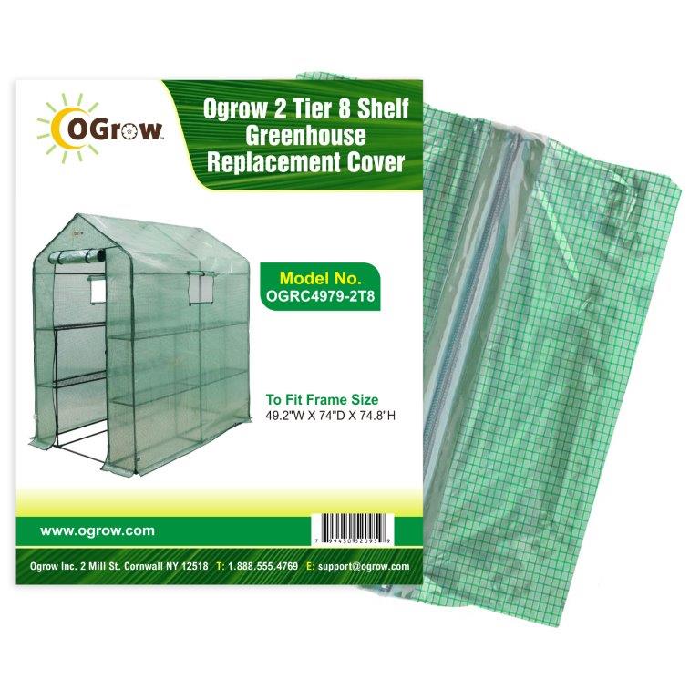 Ogrow Premium PE Greenhouse Replacement Cover for Your Outdoor Walk in Greenhouse - Green - Fits Frame 74"L x 49"W x 75"H