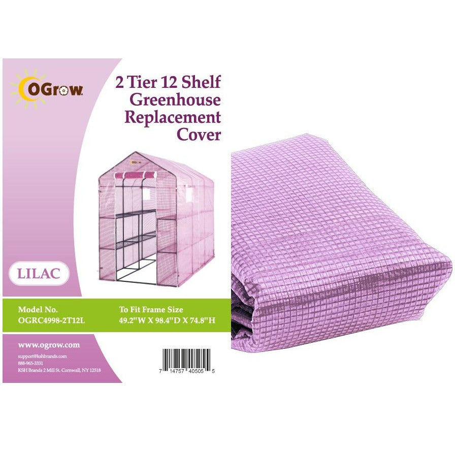 Ogrow Premium PE Greenhouse Replacement Cover for Your Outdoor Walk in Greenhouse - Lilac - Fits Frame 98"L x 49"W x 75"H