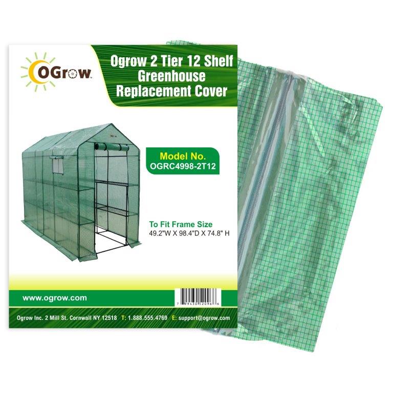 Ogrow Premium PE Greenhouse Replacement Cover for Your Outdoor Walk in Greenhouse - Green - Fits Frame 98"L x 49"W x 75"H