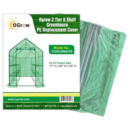 Ogrow Premium PE Greenhouse Replacement Cover for Your Outdoor Walk in Greenhouse - Green - Fits Frame 56"L x 56"W x 77"H