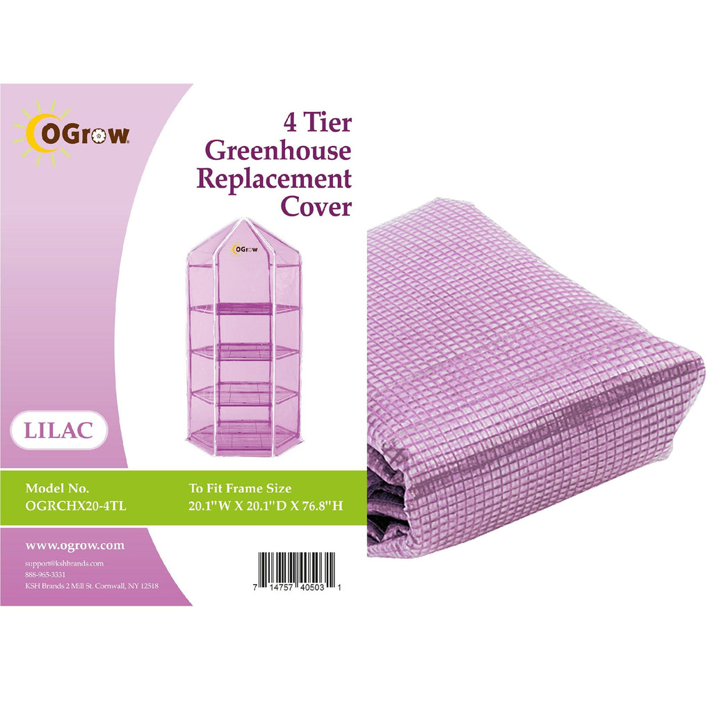 Ogrow Premium PE Greenhouse Replacement Cover for Your Outdoor/Indoor Hexagonal 4 Tier Mini Greenhouse - Lilac - Fits Frame 38"L x 38"W x 62"H