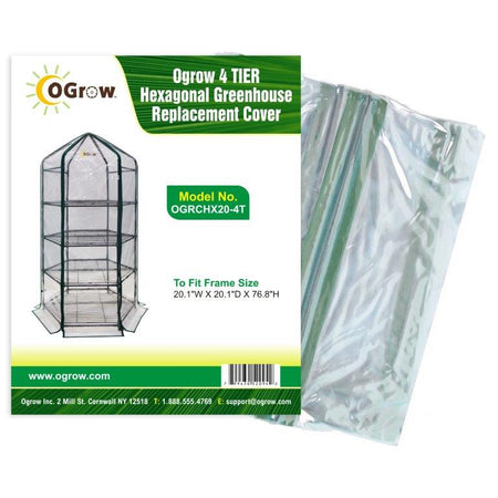 Ogrow Premium Greenhouse Replacement Cover for Your Outdoor/Indoor Hexagonal 4 Tier Mini Greenhouse - Clear - Fits Frame 38"L x 38"W x 62"H